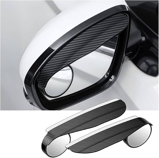 2-in-1 Car Blind Spot Mirror with Rain Visor | Wide-Angle Convex Rear View Safety Mirror