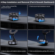 Magnetic Car Mobile Holder with Vacuum Suction Cup – Strong Grip Dashboard Phone Mount for Car, Office & Table