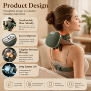 4D Wireless Neck & Shoulder Massager with Heat Therapy – Portable Deep Kneading Relaxation Device